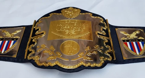 AWA World Heavy weight Wrestling Champion Belt Replica Adult size Black Strap Cover