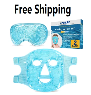 Máscara facial de hielo frío y máscara de ojos refrescante para ojos hinchados y alivio de migrañas... Foto 1 de 4