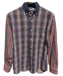Gitano Vintage Picnic Men's M Denim Red White Blue Stripe Long Sleeve Shirt - Picture 1 of 6