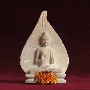Buddha Sculpture Marble Statue 11cm Carved Buddhism Altar Mindfulness - Picture 1 of 4