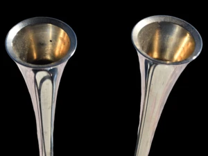 2 Vtg MCM ARTHUR SALM(AS) Solingen Germany Nickel Plate Taper Candlestick Holder - Picture 1 of 10