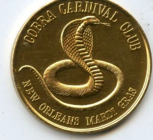 Mardi Gras Doubloon: Cobra Carnival Club 1968 Aluminum Gold - Picture 1 of 2