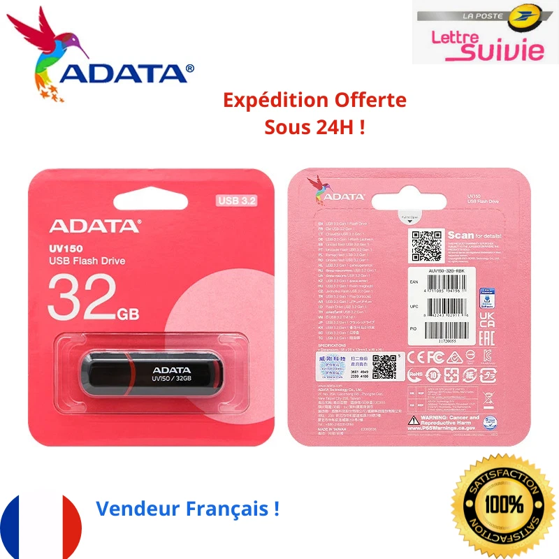 ADATA Authentique Clé USB 32Go Flash Drive 3.2 Gen 1, Compatible MultiAppareils - Photo 1/4