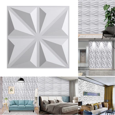 12/24x PVC 3D Decorative Wall Panels Tiles Cladding Embossment Background Sheets - Image 1 of 4