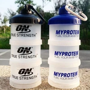 3 layer Portable Protein Powder Box Funnel Powder Box Fitness Supplement Bottle - Picture 1 of 15