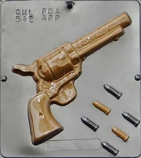 Revolver with Bullets Chocolate Candy Mold 542