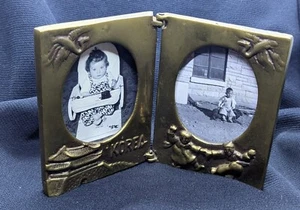 Cool 50s Vintage Ottone Pesante Cornice Foto Corea Goffrata Temple Gru - Foto 1 di 5