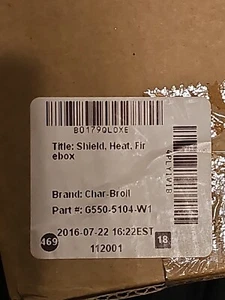 Charbroil G550-5104-W1 Shield, Heat, Firebox. Measures approxim - Picture 1 of 2