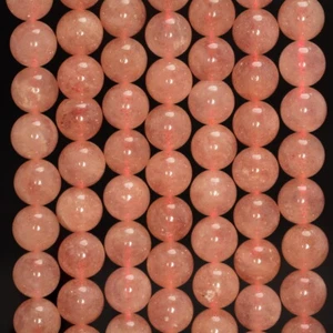 6MM Light Strawberry Quartz Gemstone Grd A Round 15.5 Inch (80006560-495) - Picture 1 of 4