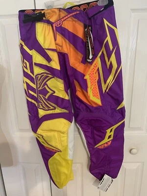 NWT FLY RACING Women's Size 7-8 Kinetic Inversion Pants Purple Yellow Foto 1 de 4