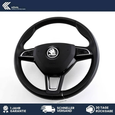 Lenkrad mit Schaltwippen und Pralltopf Skoda Superb 3 ( 3V5 ) Leder 5E0419091BR - Bild 1 von 4