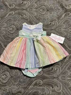 Bonnie Jean Pastel Rainbow Gold Accent Spring Summer Dress Size 0-3 Months NWT - Image 1 of 4