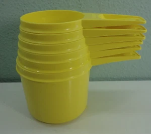 Vintage Yellow Harvest Gold Tupperware Measuring Cup Measure 100% COMPLETE SET 6 - Picture 1 of 3