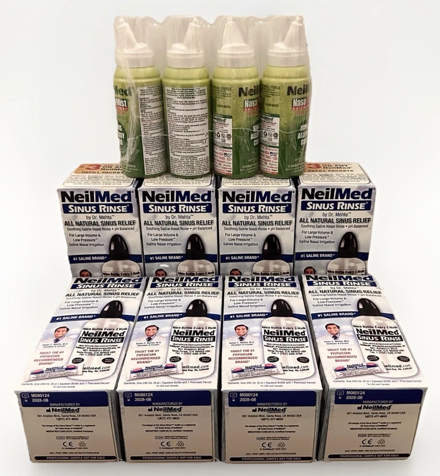 Lot of 8 Boxes - NeilMed Sinus Rinse Starter Pack Bottle Packet & 4 Nasa Mist - Image 1 of 4