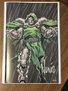 Eddie Nunez Shadow Rain Dr Doom B&W Cover 22/25 Signed With Coa SMZ EXCLUSIVE - Picture 1 of 3