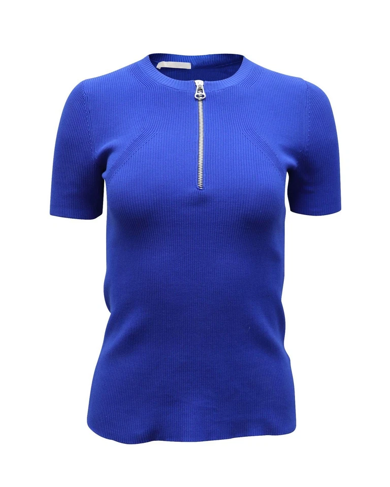 Preloved Helmut Lang Vintage Ribbed Knit ZipUp Top Women Blue T-Shirts Foto 1 de 4