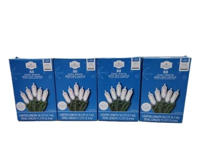 Mini luces LED de Navidad blancas frías Holiday Time 50 Ct - Lote de 4 Foto 1 de 3