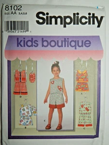 Simplicity 8102 Top Shirt Shorts Hat Sewing Pattern Girls 3 4 5 6 Summer UC - Picture 1 of 4