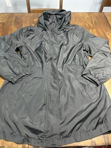 A New Day Black Raincoat Women Size Medium Mid Length With Good - Picture 1 of 6