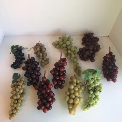 Lote de 11 racimos de uva de goma vintage variedad colores tamaños decoración fruta MCM Foto 1 de 4