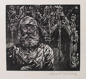 Leopold Wächtler Arbeiter Steinmetz Balder Presse signiert Holzschnitt um 1929 - Picture 1 of 4