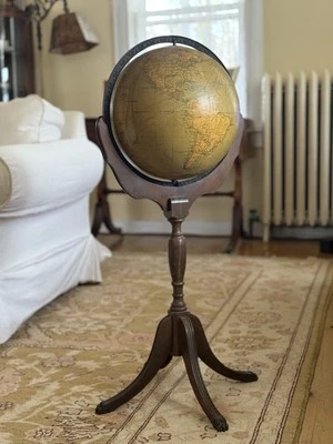 Antiguo globo terráqueo Philips 12 pulgadas mundo en soporte.  Foto 1 de 4