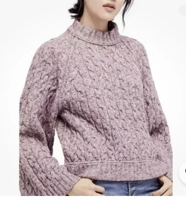 Suéter holgado tejido con cable grueso boho Free People Belong To You rosa talla pequeña Foto 1 de 4