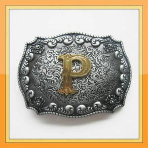 3-D ANFANGSBUCHSTABE " P " RODEO COWBOY WESTERN GÜRTELSCHNALLE - Bild 1 von 2