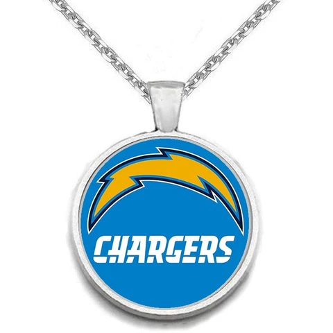 Special Los Angeles LA Chargers Womens Mens Silver Link Necklace With Pendant A1 Cover