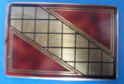 Ancien étui à cigarettes laiton et laque façon "stuc" imitation écaille tortue - Photo 1/4