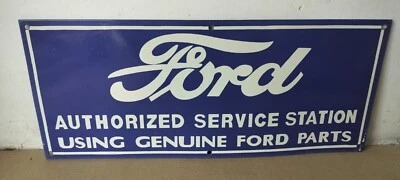 Ford Authorized Service Station Porcelain Enamel Sign  24 x 10 Inches - Image 1 of 3