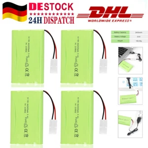 4 x Batería NiMH 9.6V 2400mAh Batería Tamiya Enchufe con Cable de Carga USB para Coche RC - Imagen 1 de 9