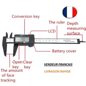 Vernier numérique 150mm, Caliper digital, Pied à Coulisse de précision règle LCD - Imagen 1 de 5