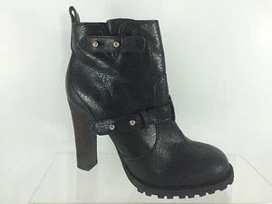 Tory Burch Womens Off Black/dark Brown  Leather Ankle Boots 10 M - Picture 1 of 8