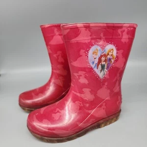 Pink Disney Princess rain Boots rubber girls S/m - Picture 1 of 9