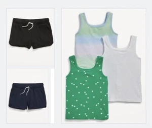 Old Navy Girls Dolphin Hem Cheer Shorts & Tank Tops Flower Blue Black M 8 - Picture 1 of 1