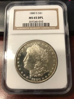 1880-S NGC MS-65 DPL. MORGAN SILVER DOLLAR. *DEEP MIRROR PROOF LIKE* - Image 1 of 2