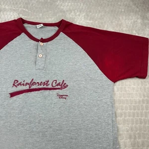 Vintage Rainforest Cafe Downtown Disney Mens XL Embordered Grey Red Henley *READ - Picture 1 of 11