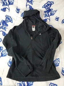 The North Face Hoodie Womens Small Black Full Zip Hiking Camping Fleece Thumb+ - Picture 1 of 4