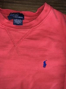 Ralph Lauren Polo Kids Orange Classic Crew Sweatshirt with Logo Size 7 Boys Girl - Picture 1 of 3