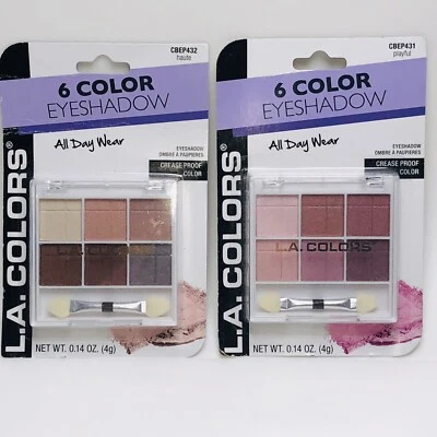 LA COLORS 6 Color Crease Proof Eyeshadow CBEP431 PLAYFUL .14 oz } LOT OF 2 - Image 1 of 4