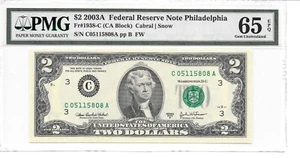 2003A Philadelphia $2 FRN (CA Block) PMG 65 EPQ Gem Uncirculated - Picture 1 of 24