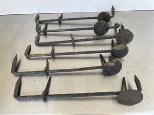 6  Early American Hand Wrought Iron Architectural Shutter Dogs Ohio Federal - Picture 1 of 10