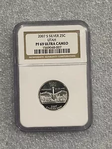 2007 S UTAH SILVER Quarter NGC PF 69 UCAM ~~ Brown Holder ~~ - Picture 1 of 2