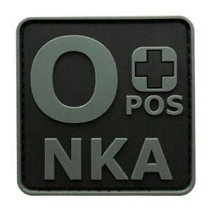 Blood Type O+ Positive NKA ACU Hook Patch [3D-PVC Rubber-2.0 X 2.0 inch -BP4]