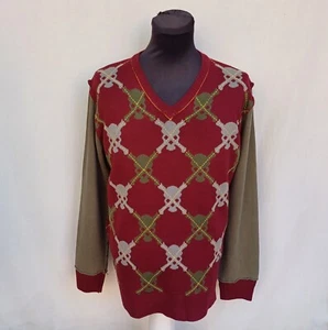 De Puta Madre 69 Skull&Bones Wool/Acrylic V-Neck Pullover Sweater Jumper Sz XL - Picture 1 of 11