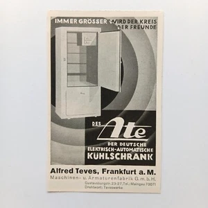 1931 Ate Kühlschrank Alfred Teves Frankfurt Werbeanzeige Werbung Reklame - Picture 1 of 1