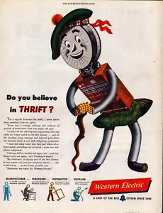 Western Electric Scottish Kilt & Tam Thrift Bell System Vintage Print Ad 1947 - Picture 1 of 4