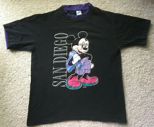 VINTAGE 1980s MICKEY MOUSE SAN DIEGO WALT DISNEY VELVA SHEEN T-SHIRT vtg - Foto 1 di 5