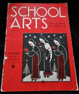 Vtg Dec 1937 School Arts FOLK ART Design Teaching Guide Book Vol 37 #4 Christmas - Picture 1 of 12